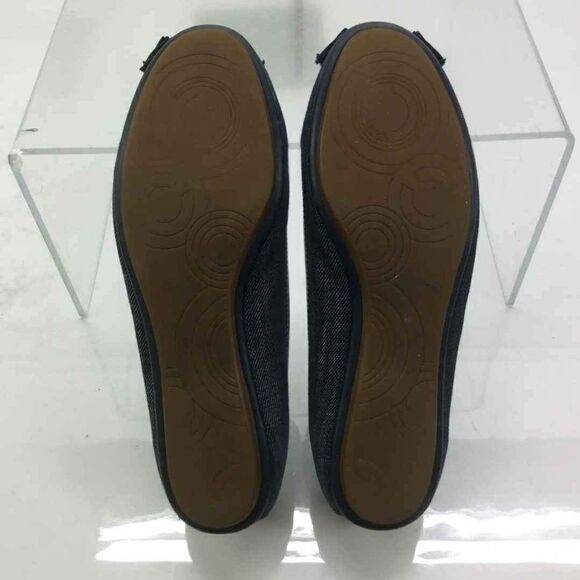 Coach Designer Caper Navy Denim Embellished Bow Slip-On Ballet Flats Size 8 - Picture 5 of 5